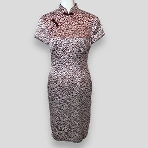 Huixia Red & White Floral Silky Chinese Dress